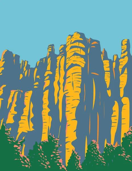 Afiche Del Wpa Arte Los Hoodoos Las Montañas Chiricahua Ubicado — Vector de stock