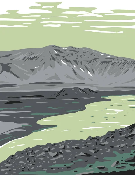Arte Del Cartel Wpa Una Caldera Desierto Remoto Península Alaska — Vector de stock