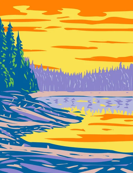 Montana 'daki Yellowstone Ulusal Parkı' nın Kanyon bölümünde WPA poster sanatı. Federal sanat projesi tarzı veya federal sanat projesi tarzında yürütülüyor..