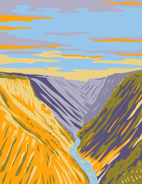 Wpa Αφίσα Τέχνης Του Grand Canyon Του Yellowstone Στον Ποταμό — Διανυσματικό Αρχείο