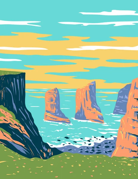 Art Deco Lub Wpa Plakat Elegug Stack Rocks Znajduje Się — Wektor stockowy