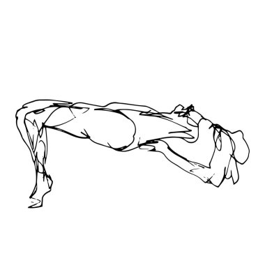 Çıplak kadın figürü poz veren, yaslanan, sırtüstü uzanan ya da sürekli çizgi halinde çizilen, izole edilmiş arka planda siyah beyaz bir insan figürü çizimi..