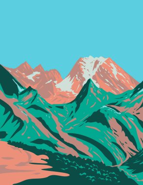 Pralognan-la-Vanoise yakınlarındaki Grande Casse ile Vanoise Ulusal Parkı ya da Vanoise Ulusal Parkı ya da WPA posteri, Savoie, Fransa.