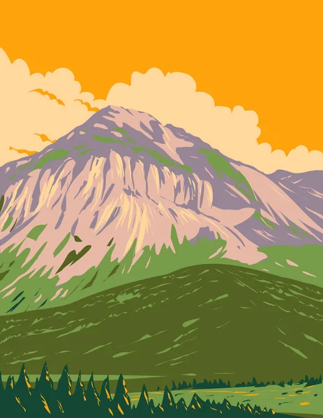 Affiche Art Déco Wpa Parc National Suisse Avec Piz Nair — Image vectorielle