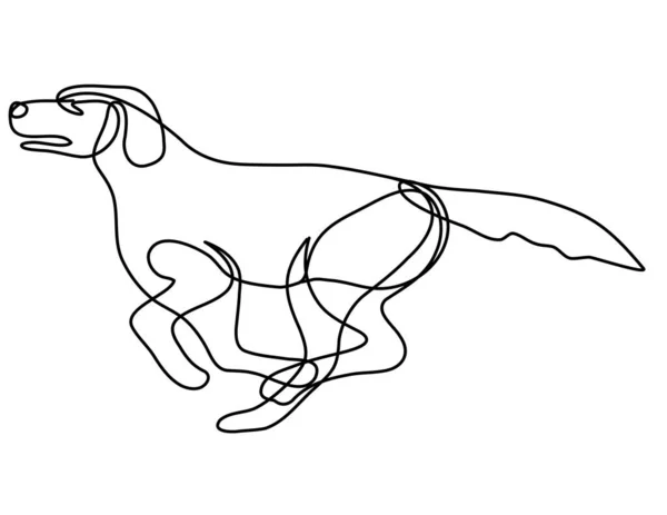 Bir Labrador Retriever Köpeğinin Sürekli Çizimi Mono Çizgisinde Veya Izole — Stok Vektör