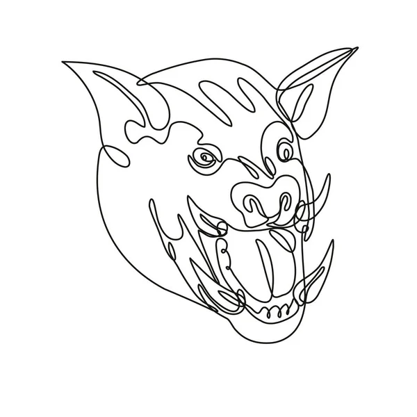 Continuous Line Drawing Illustration Angry Wild Boar Head Front View — Stock Vector