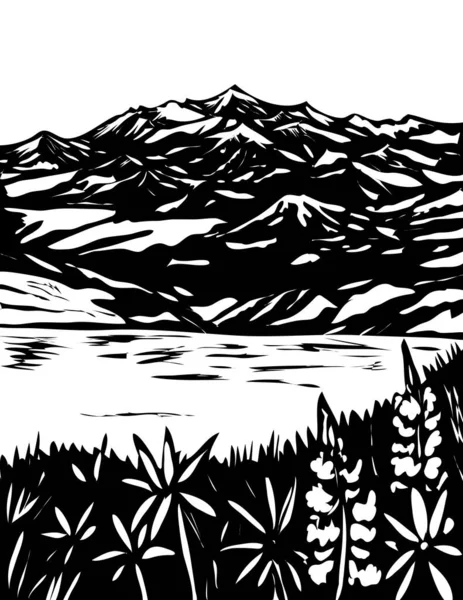 Affiche Wpa Art Monochrome Parc National Wrangell Elias Dans Centre — Image vectorielle