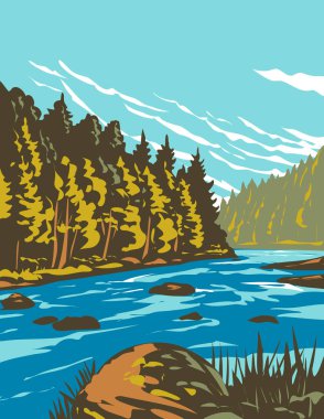 Almanya 'nın Doğu Bavyera Ormanı' ndaki Bavyera Ulusal Parkı ya da Bayerischer Wald Ulusal Parkı 'nın Çek Cumhuriyeti sınırındaki Art Deco ya da WPA Posteri, proje yönetimi tarzında yapıldı.