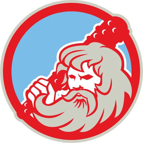 Hércules Wielding Club Circle Retro — Vector de stock