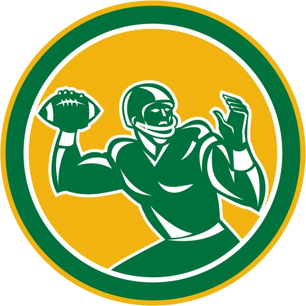Amerikaanse Voetbal quarterback cirkel retro — Stockvector
