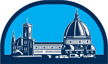 florence cathedral retro gravür bir kubbe