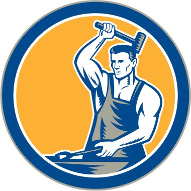 Demirci çekiç pense daire retro