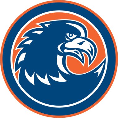 Kel kartal baş dikenli boyun daire retro