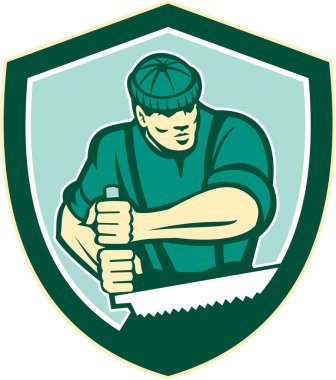 Oduncu crosscut testere kalkan retro