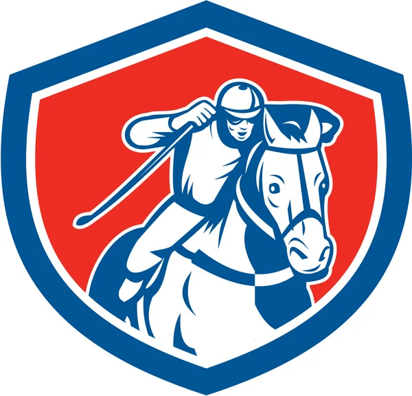 Escudo de jinete de carreras de caballos Retro — Archivo Imágenes Vectoriales