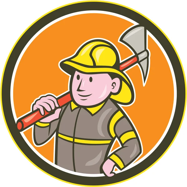 消防士消防士斧サークル漫画 — ストックベクタ