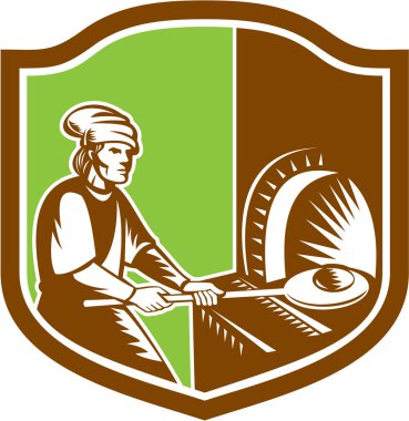 Baker kabuğu ekmek tava kalkan retro