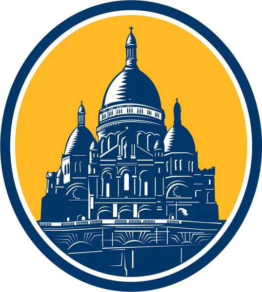 Cúpula del Sacre Coeur Basílica Paris Retro — Vector de stock