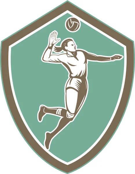 Joueur de volley-ball bouclier à billes Retro — Image vectorielle