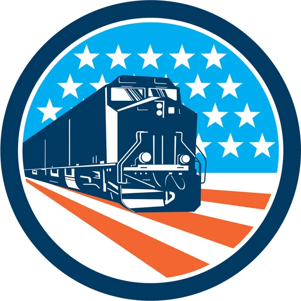 Diesel vlak amerických hvězd pruhy retro — Stockový vektor