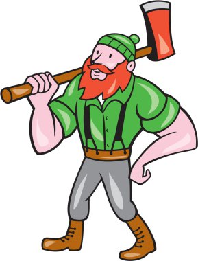 Paul bunyan oduncu izole karikatür