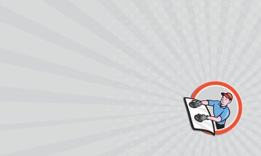 Kartvizit Otomotiv Cam Installer açık daire karikatür