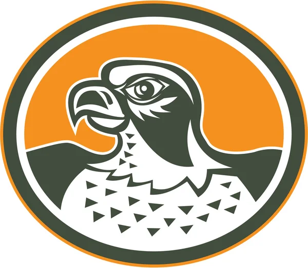 Falcon Head Side ovale rétro — Image vectorielle