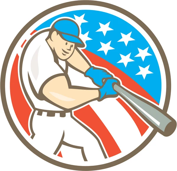American Baseball Player Batting Circle Cartoon — Stock Vector
