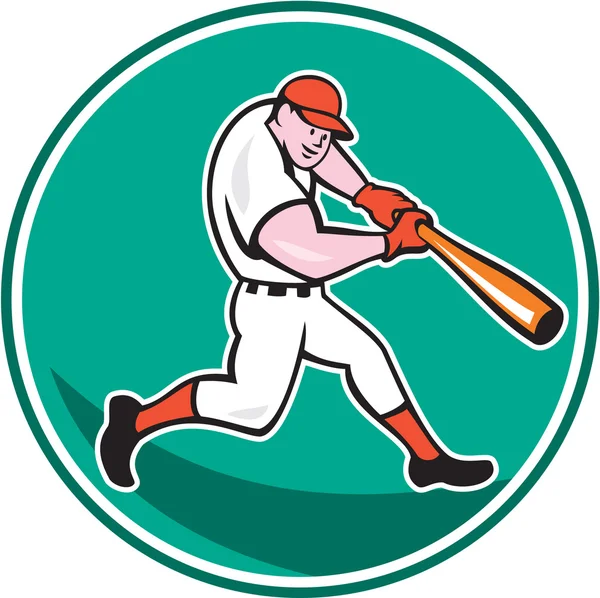Amerikanischer Baseballspieler schlägt Cartoon — Stockvektor