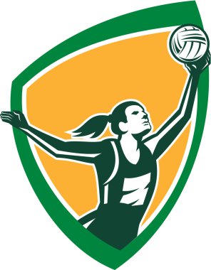 netball oyuncu topu kalkan retro yakalamak