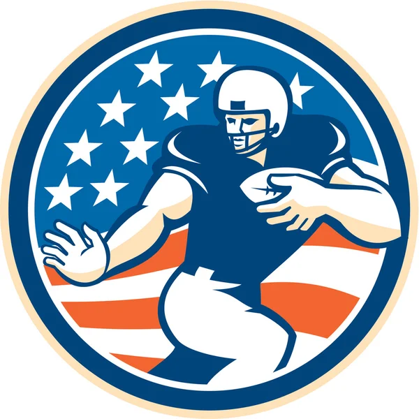 American Football läuft Abwehrkreis davon — Stockvektor