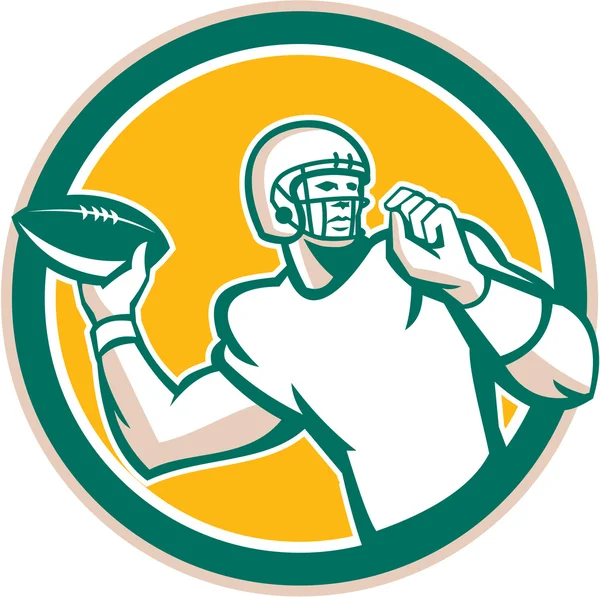 American Football qb Wurfkreis retro — Stockvektor