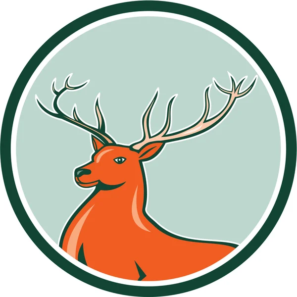 Червоний олень оленя стороні коло мультфільм — стоковий вектор