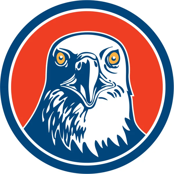 Círculo de cabeza de águila calva americana Retro — Vector de stock