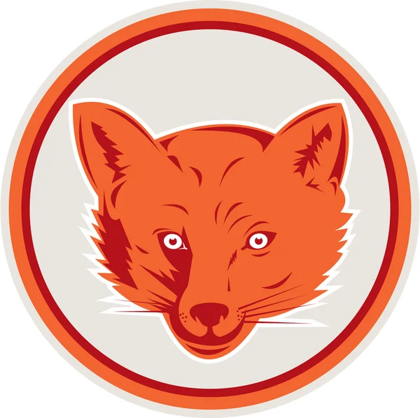 Red Fox hoofd Front cirkel Retro — Stockvector