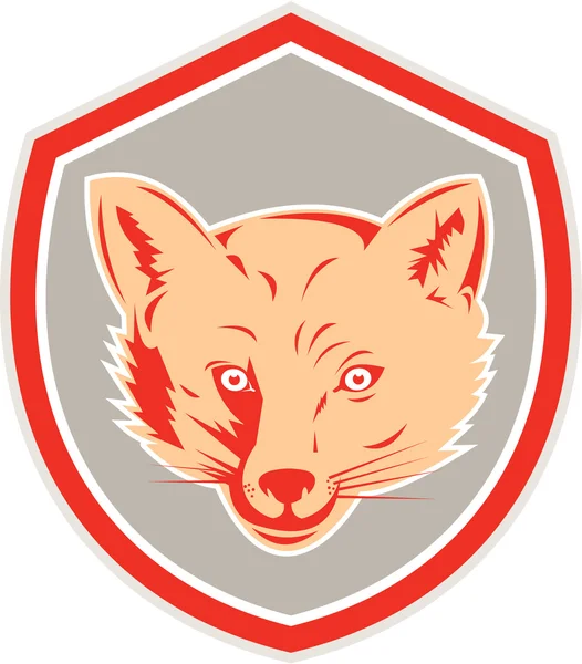 Red Fox hlava přední štít Retro — Stockový vektor