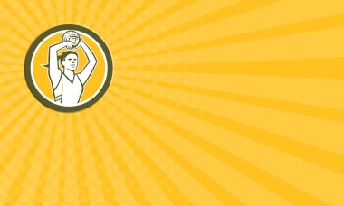 Kartvizit Netball oyuncu ateş topu daire Retro