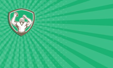 Kartvizit Amerikan futbol Holding topu kutluyor kalkan Retro