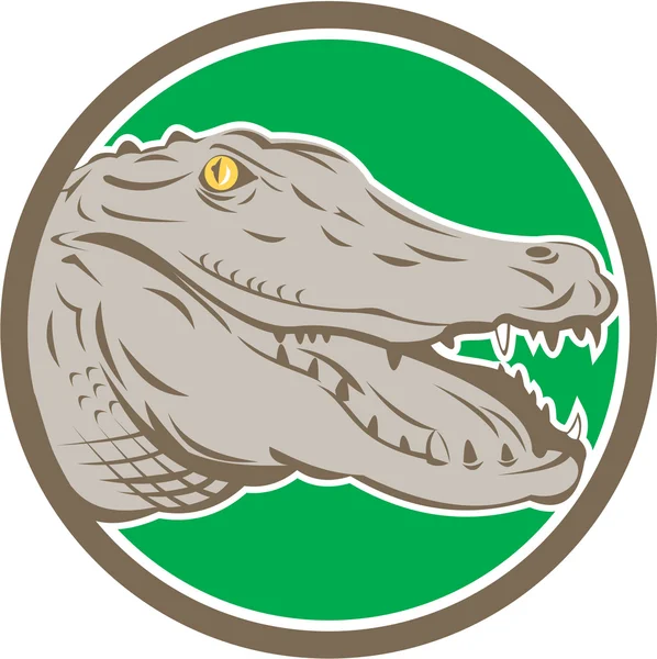 Tête d'alligator Snout Circle Retro — Image vectorielle