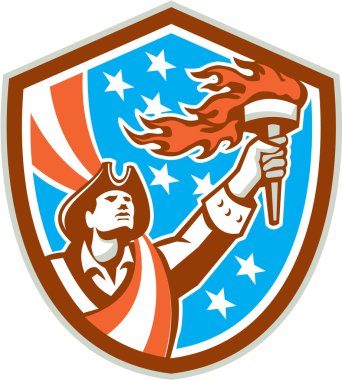 Amerikalı vatanseverin meşale bayrak kalkan Retro Holding