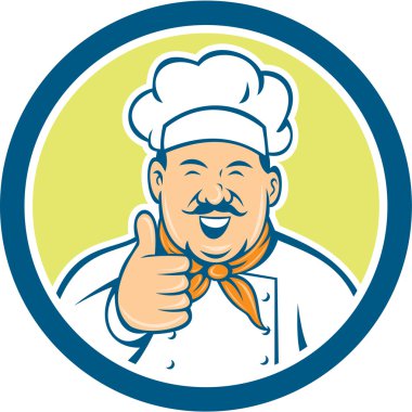 Şef Aşçı mutlu Thumbs Up daire Retro