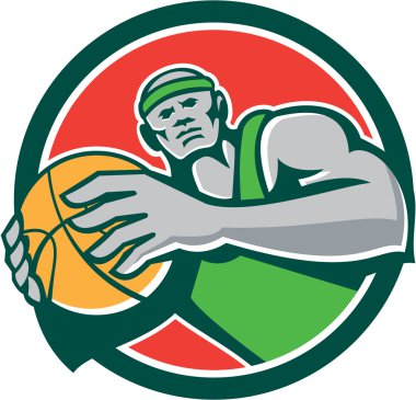 Basketbol oyuncu topu daire Retro