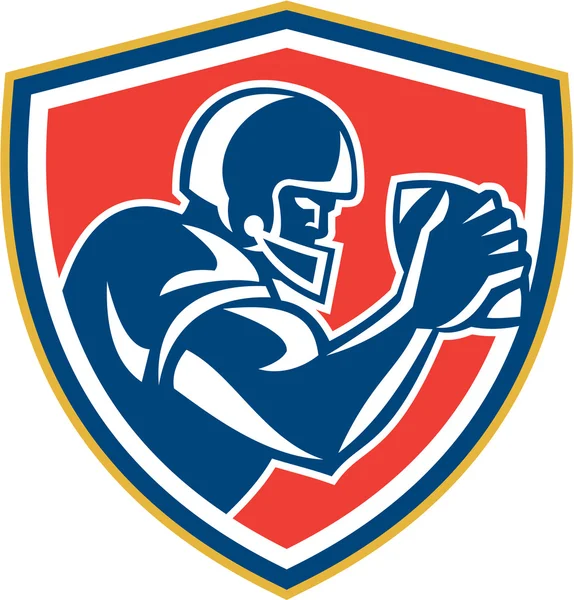 American Football Spieler Ball Side Shield — Stockvektor