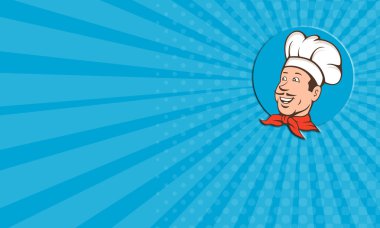 Kartvizit şef aşçı Baker gülümseyen karikatür