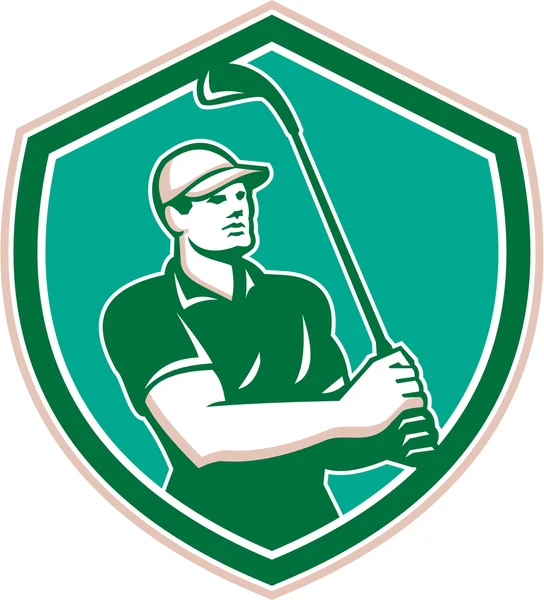 Golf Tee Off Golf Shield Retro — Vettoriale Stock