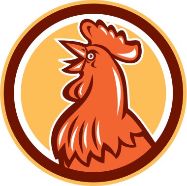 Retro ötme tavuk horoz kafa daire