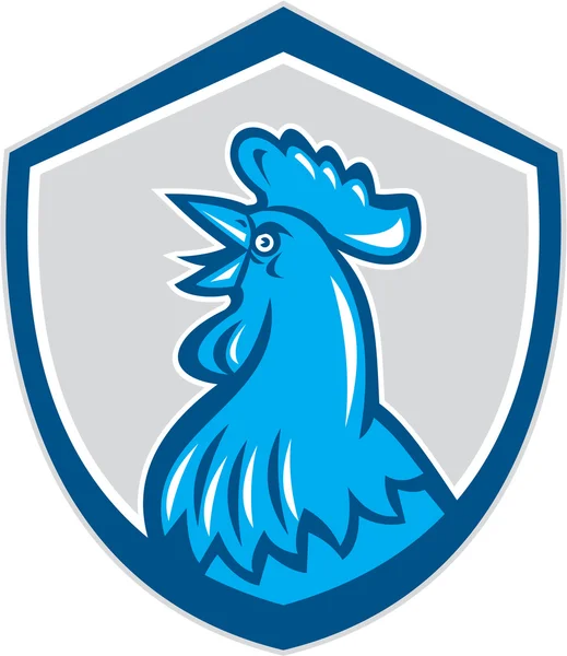 Tête de coq de poulet Crowing Shield Retro — Image vectorielle