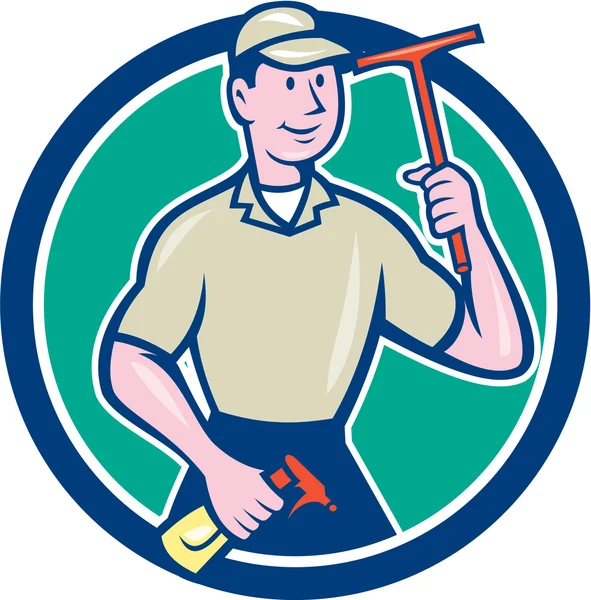 Nettoyant pour lave-vitres Squeegee Cartoon — Image vectorielle