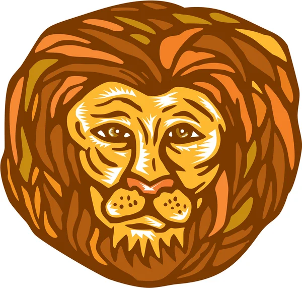 Линогравюра Льва — стоковый вектор