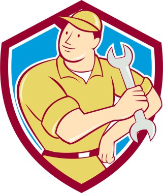 Mekanik anahtar anahtarı kalkan karikatür tutun